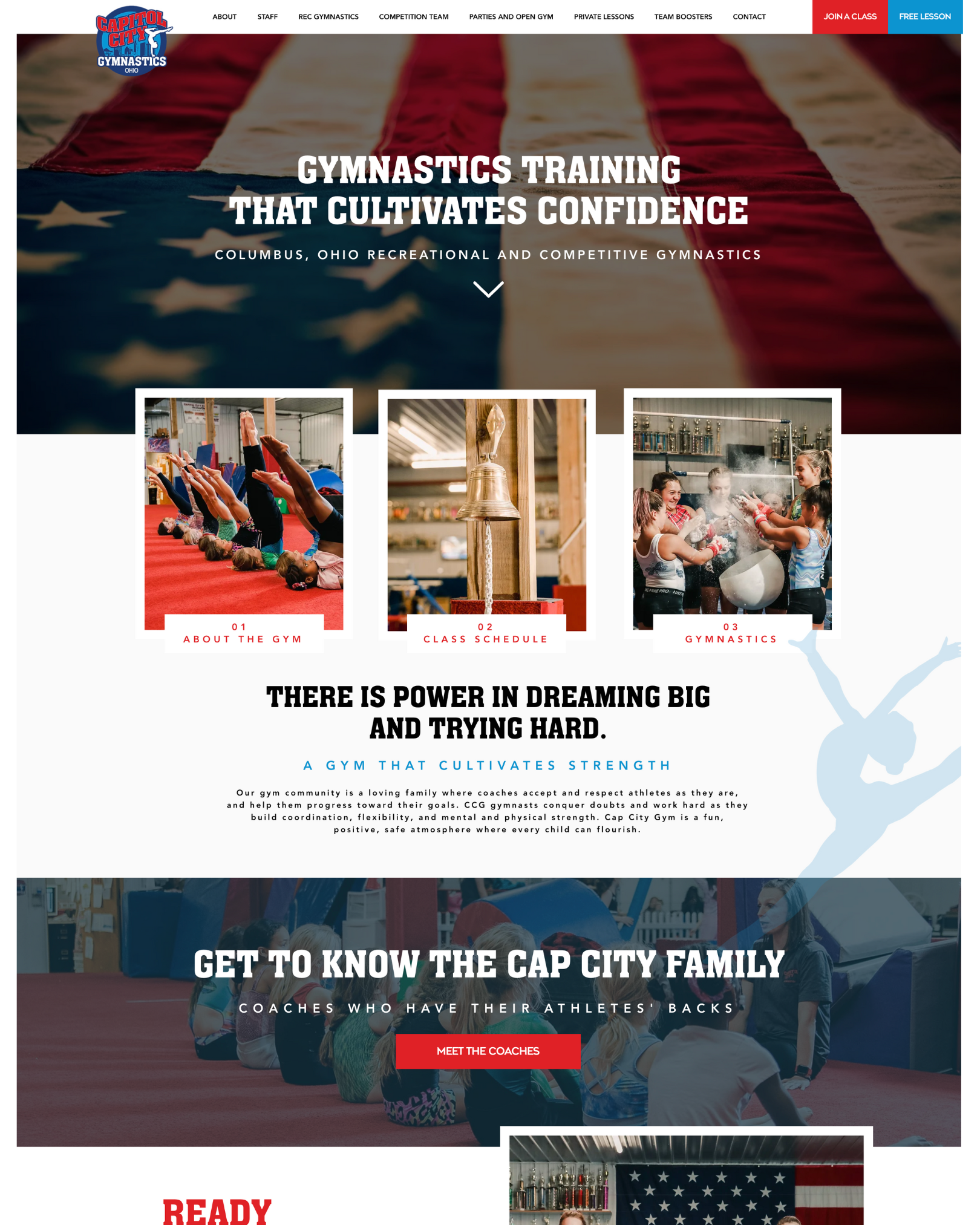gymnastics and cheer gym website design