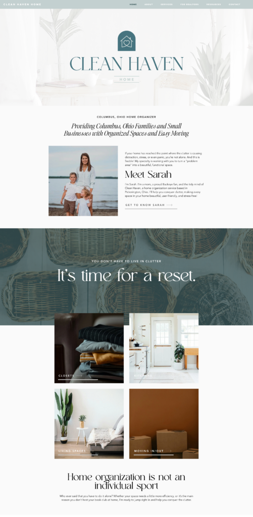 website design for home organizer clean haven home columbus ohio